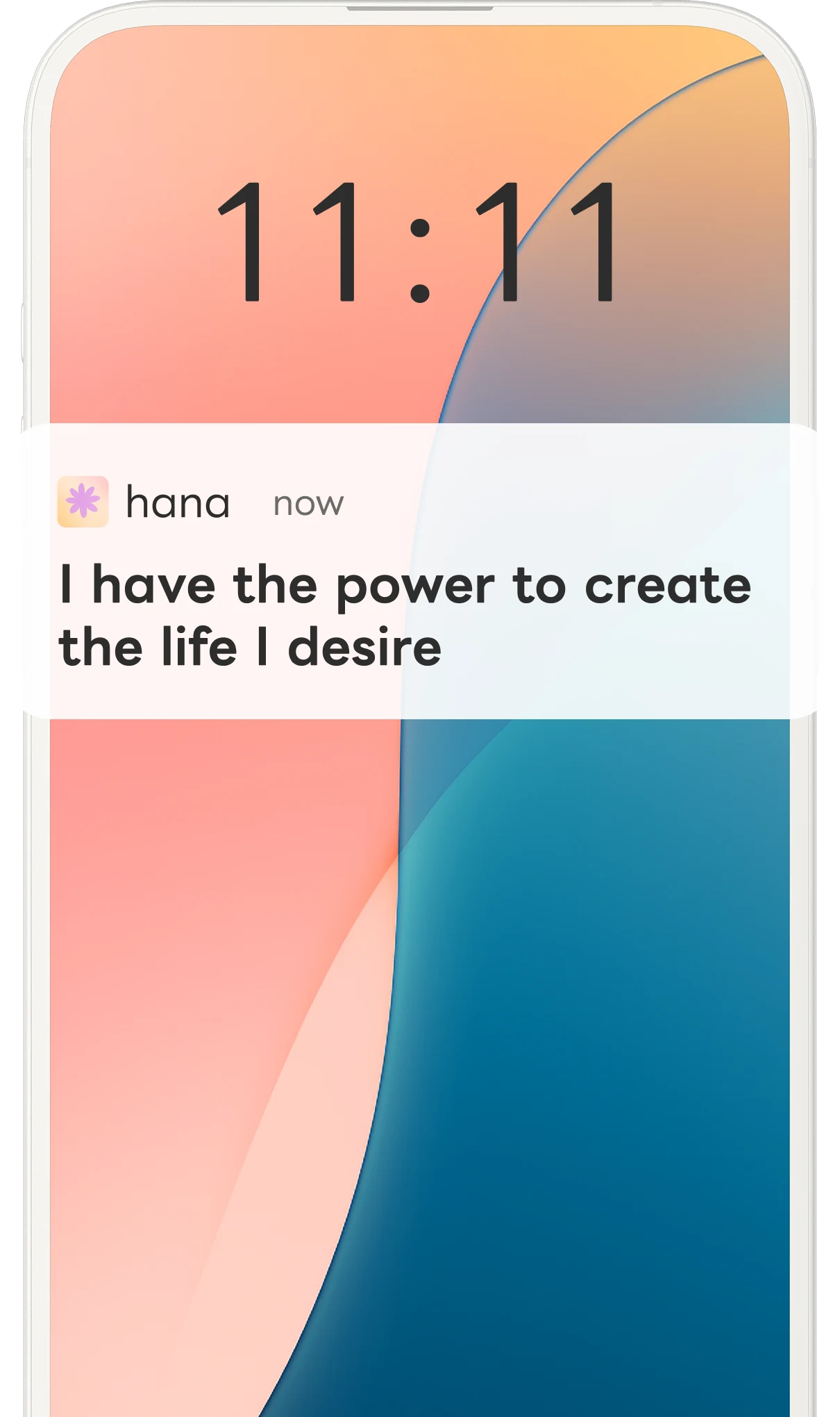 The hana app lock-screen personalized affirmation notification